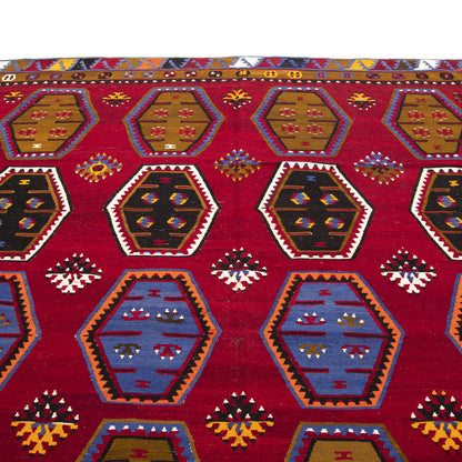 Oriental Kilim Anatolian Handmade Wool On Wool 232 X 357 Cm - 7' 8'' X 11' 9'' Red C014 ER23