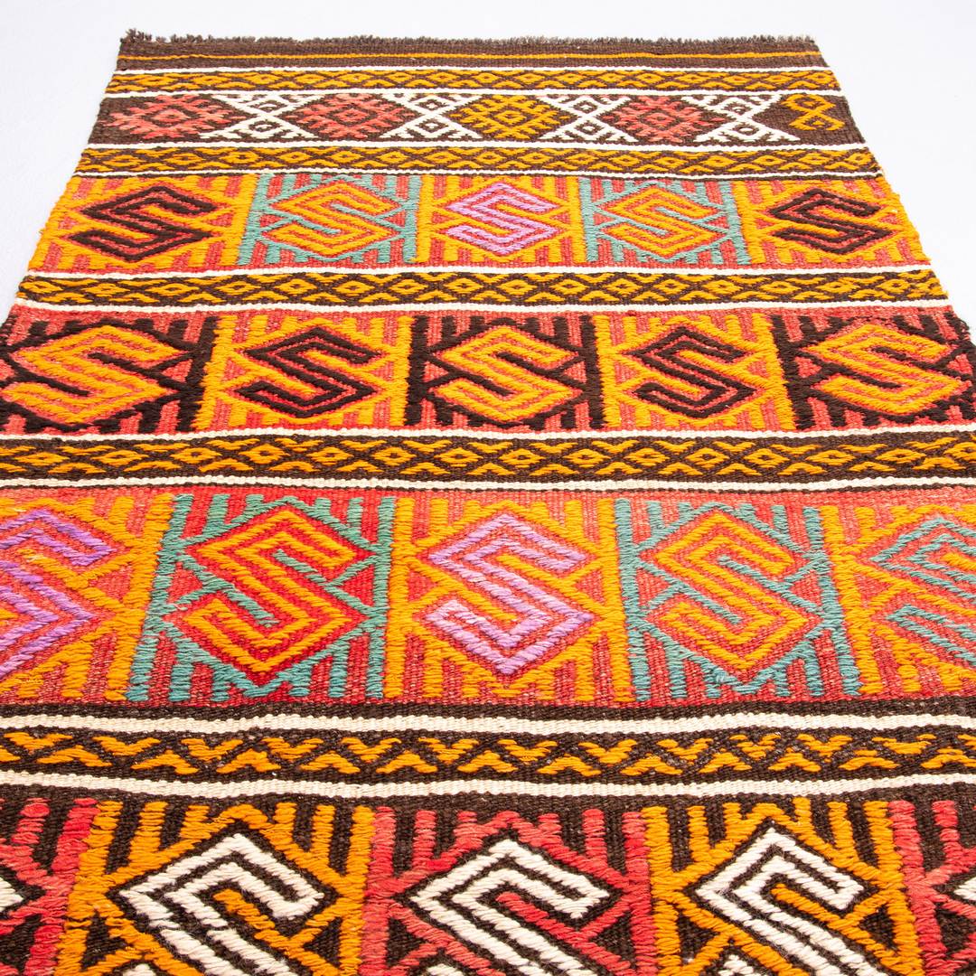 Oriental Kilim Anatolian Handmade Wool On Wool 70 X 116 Cm - 2' 4'' X 3' 10'' Orange C011 ER01