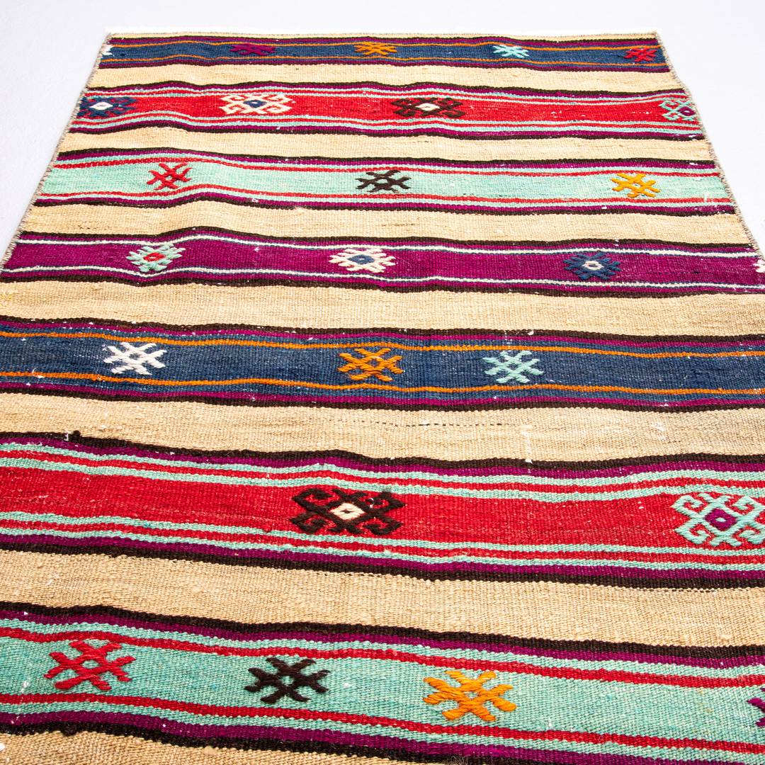 Oriental Kilim Anatolian Handmade Wool On Wool 72 X 116 Cm - 2' 5'' X 3' 10'' Sand C007 ER01