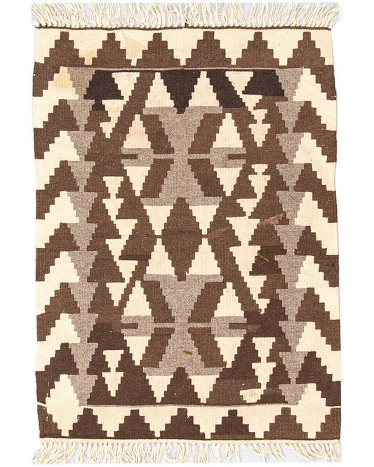 Oriental Kilim Anatolian Handmade Wool On Wool 74 X 104 Cm - 2' 6'' X 3' 5'' Brown C005 ER01