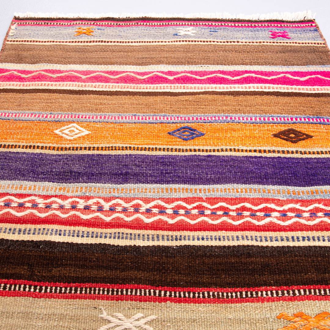 Oriental Kilim Anatolian Handmade Wool On Wool 74 X 83 Cm - 2' 6'' X 2' 9'' Multicolor C016 ER01