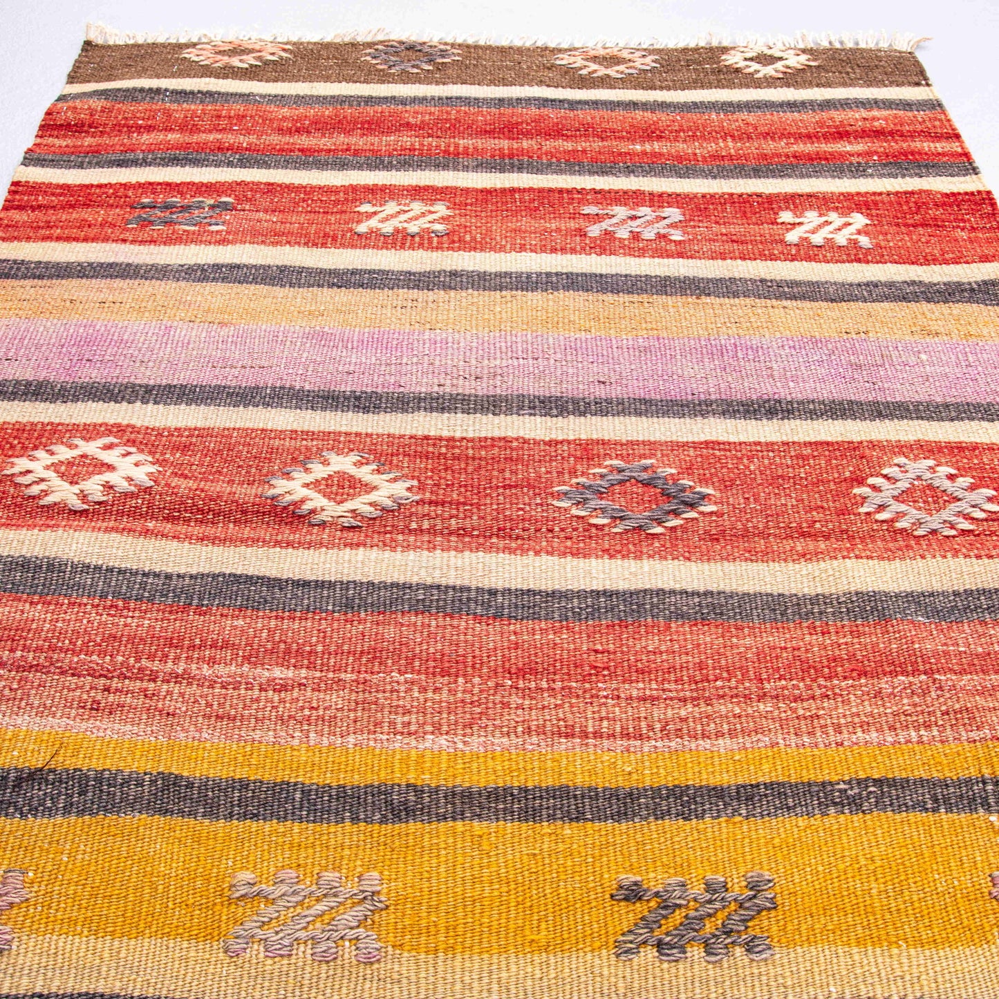 Oriental Kilim Anatolian Handmade Wool On Wool 76 X 106 Cm - 2' 6'' X 3' 6'' Red C014 ER01