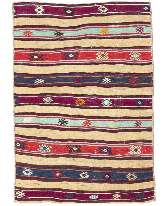 Kilim de Anatolia Tejido a mano Lana sobre lana Único Tradicional 76 X 110 Cm - 2' 6'' X 3' 8'' m2: 0,836