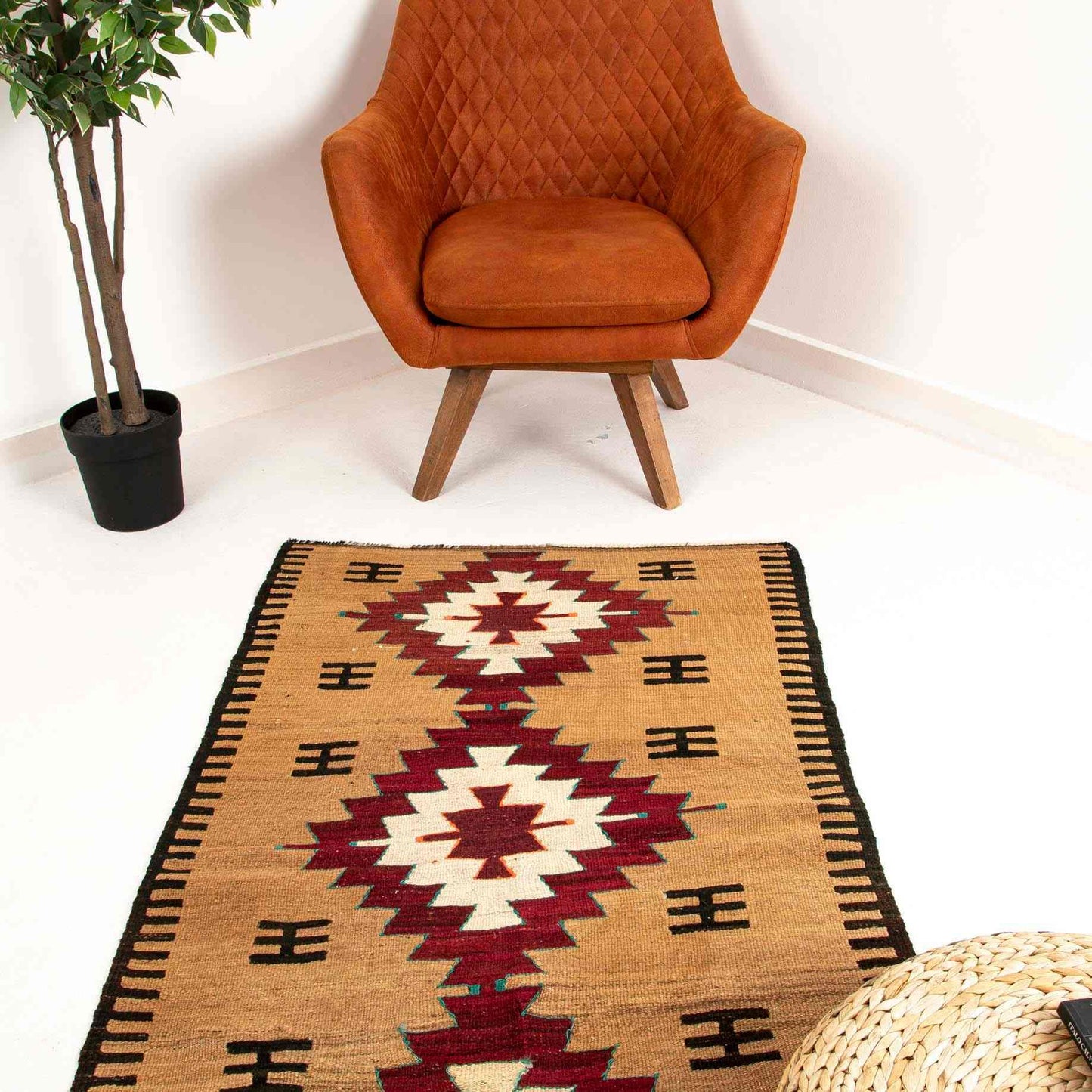 Oriental Kilim Anatolian Handmade Wool On Wool 89 X 120 Cm - 3' X 4' Stone C009 ER01