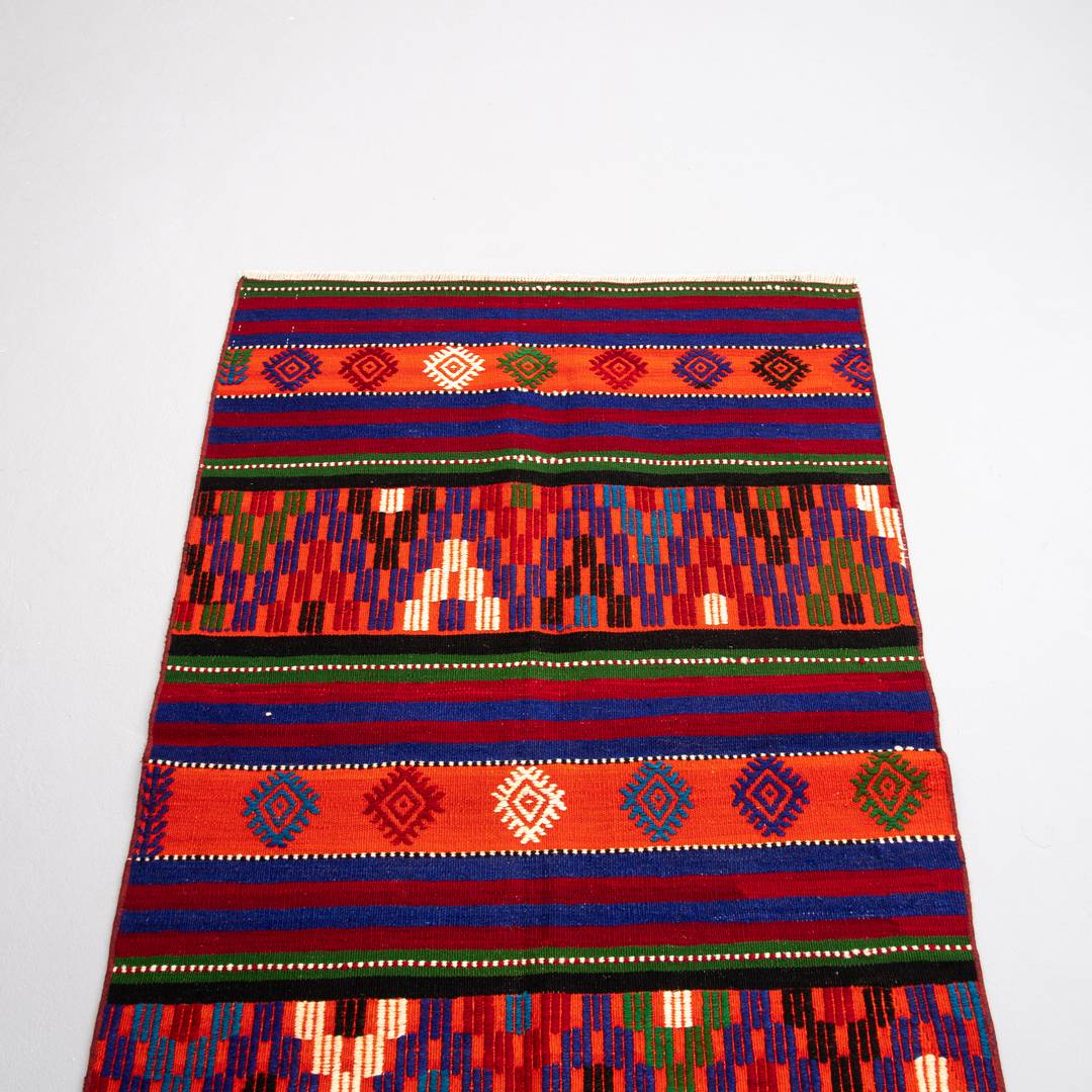 Kilim de Anatolia Tejido a mano Lana sobre lana Único Tradicional 90 X 150 Cm - 3' X 5' m2: 1,35