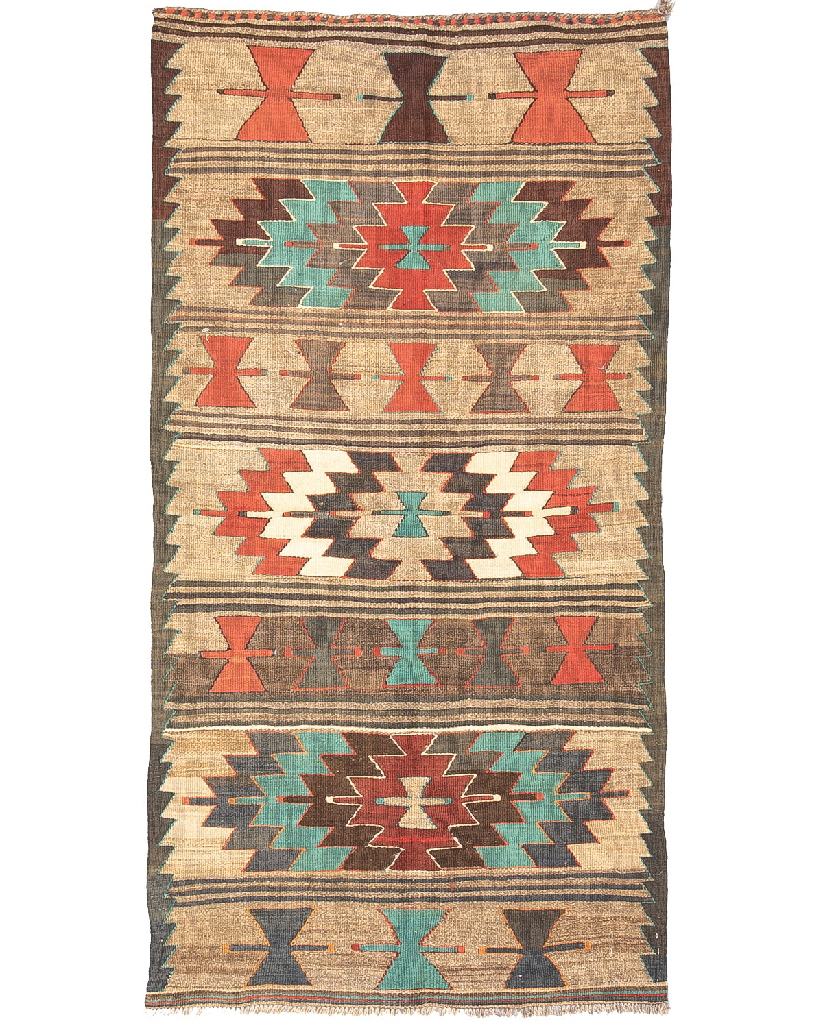Oriental Kilim Anatolian Handmade Wool On Wool 90 X 180 Cm - 3' X 5' 11'' Stone C009 ER01