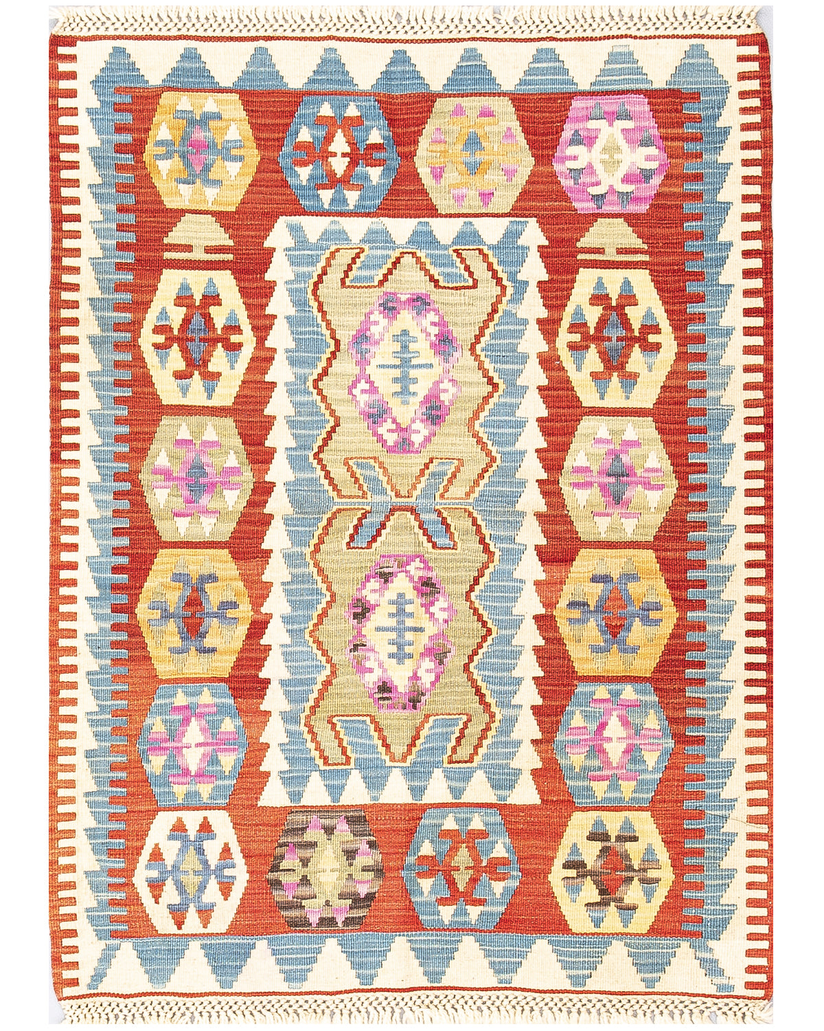 Kilim oriental de Anatolia, hecho a mano, de lana sobre lana, 100 x 137 cm, naranja C011 ER01