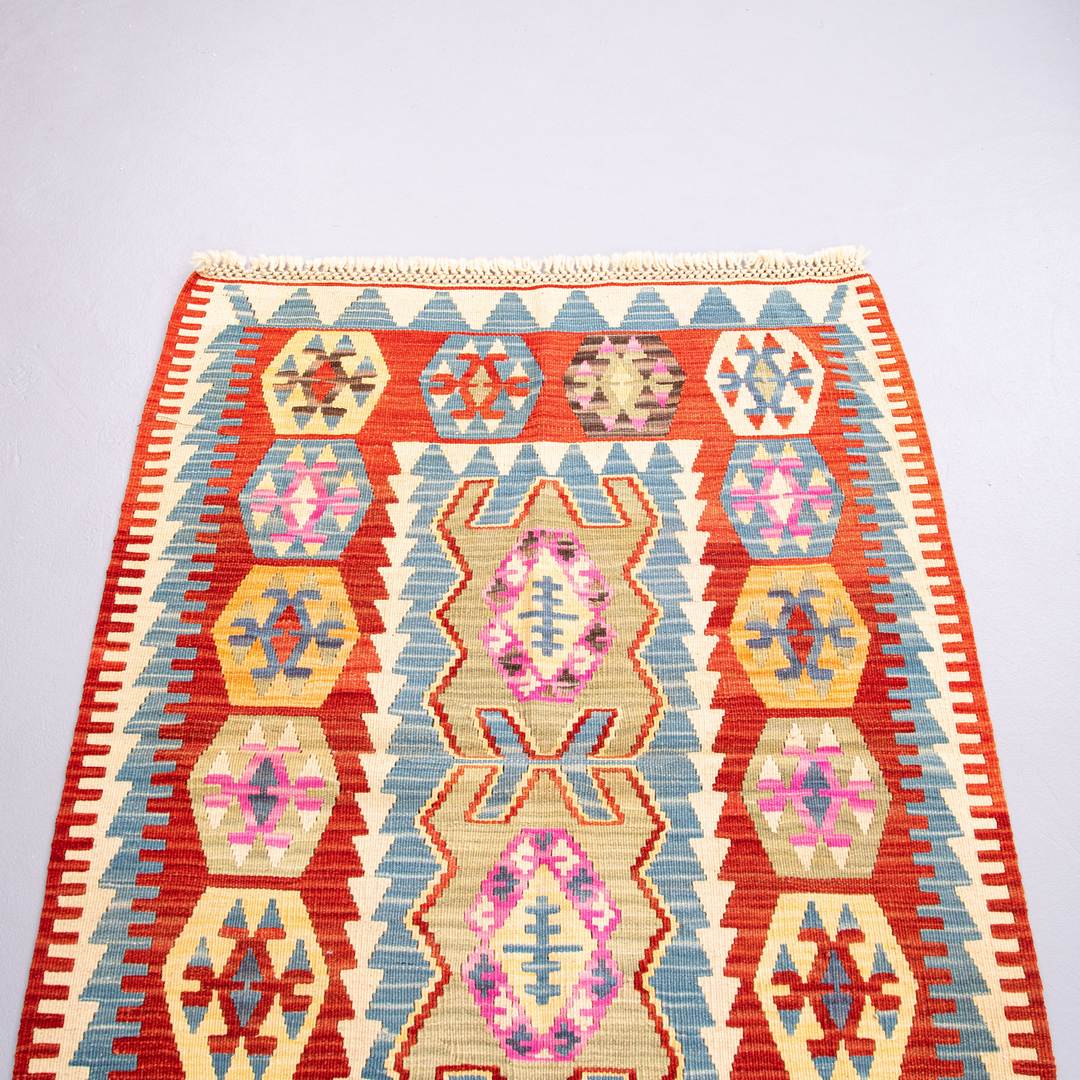 Oriental Kilim Anatolian Handmade Wool On Wool 100 X 137 Cm - 3' 4'' X 4' 6'' Orange C011 ER01