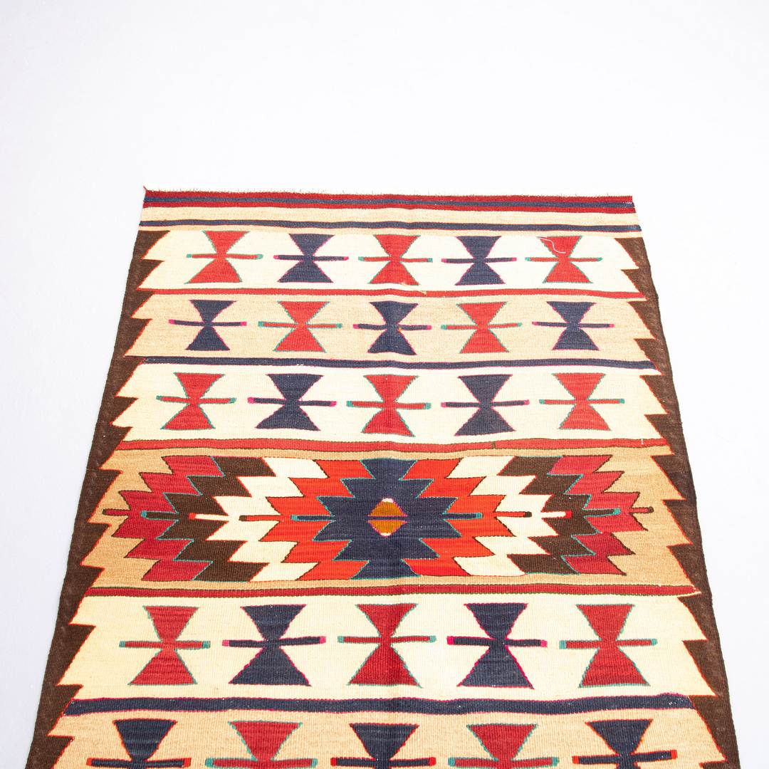 Oriental Kilim Anatolian Handmade Wool On Wool 100 X 140 Cm - 3' 4'' X 4' 8'' Sand C007 ER01