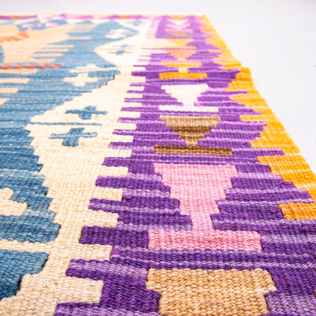 Oriental Kilim Anatolian Handmade Wool On Wool 101 X 134 Cm - 3' 4'' X 4' 5'' Purple C017 ER01