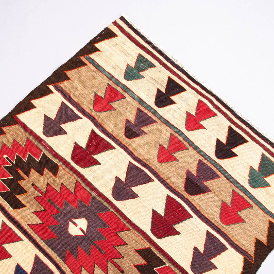Oriental Kilim Anatolian Handmade Wool On Wool 102 X 143 Cm - 3' 5'' X 4' 9'' Sand C007 ER01