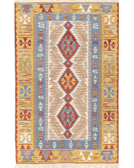 Oriental Kilim Anatolian Handmade Wool On Wool 117 X 179 Cm - 3' 11'' X 5' 11'' Yellow C006 ER01