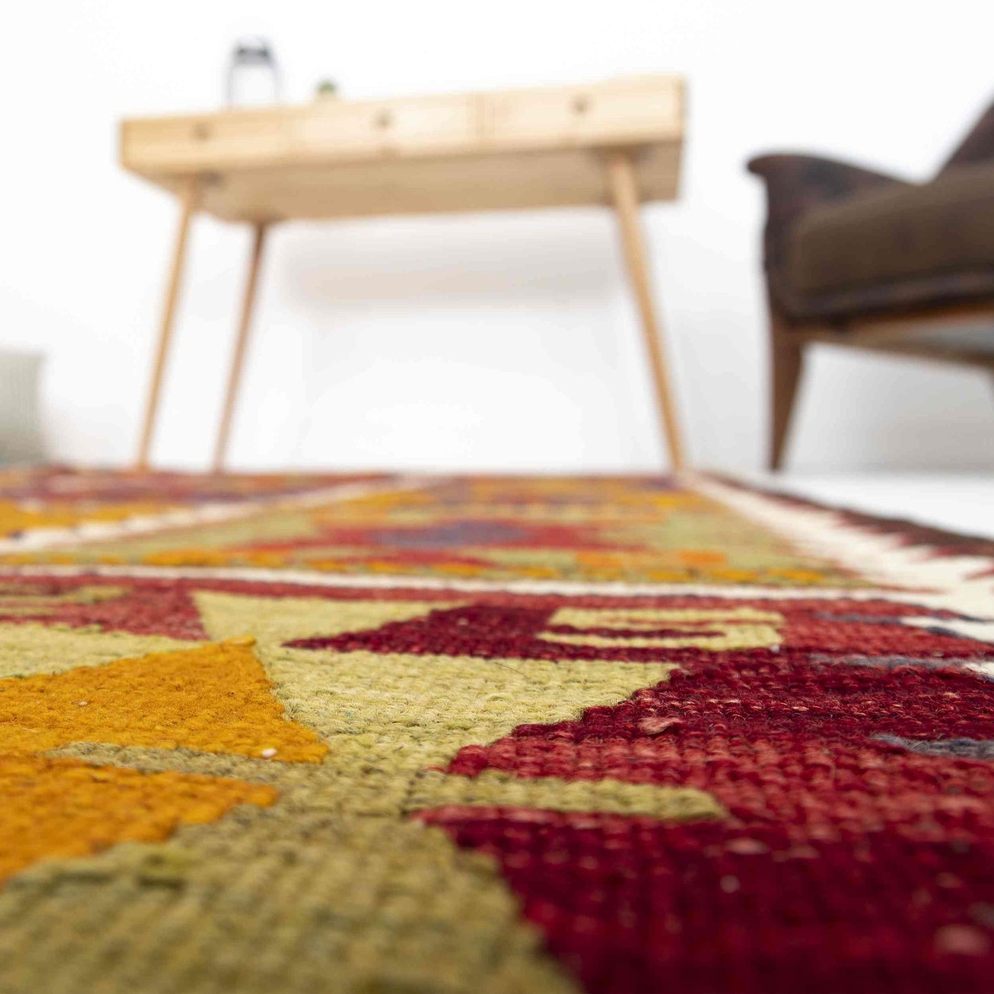 Oriental Kilim Anatolian Handmade Wool On Wool 118 x 200 Cm - 3' 11'' x 6' 7'' Red C014 ER01