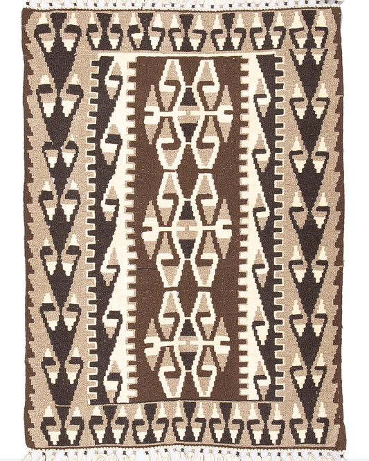Oriental Kilim Anatolian Handmade Wool On Wool 119 X 166 Cm - 3' 11'' X 5' 6'' Brown C005 ER01