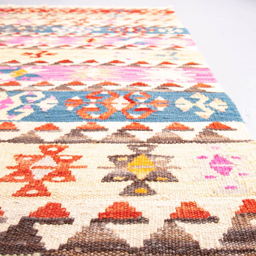 Oriental Kilim Anatolian Handmade Wool On Wool 133 X 180 Cm - 4' 5'' X 5' 11'' Multicolor C016 ER01