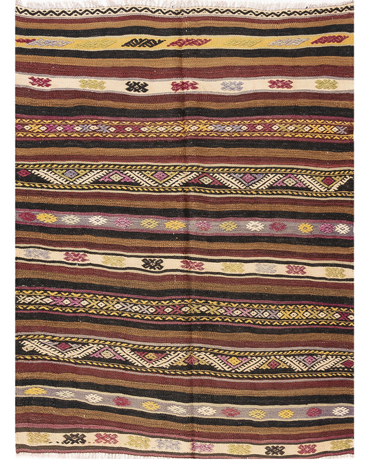 Kilim de Anatolia tejido a mano Lana sobre lana Auténtico Único 142 X 165 Cm - 4' 8'' X 5' 5'' m2: 2,343