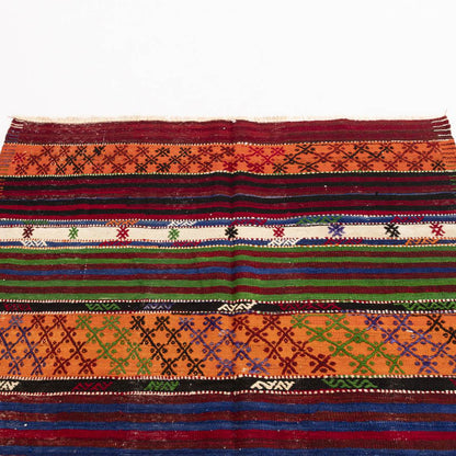 Oriental Kilim Anatolian Handmade Wool On Wool 146 X 162 Cm - 4' 10'' X 5' 4'' Multicolor C016 ER01