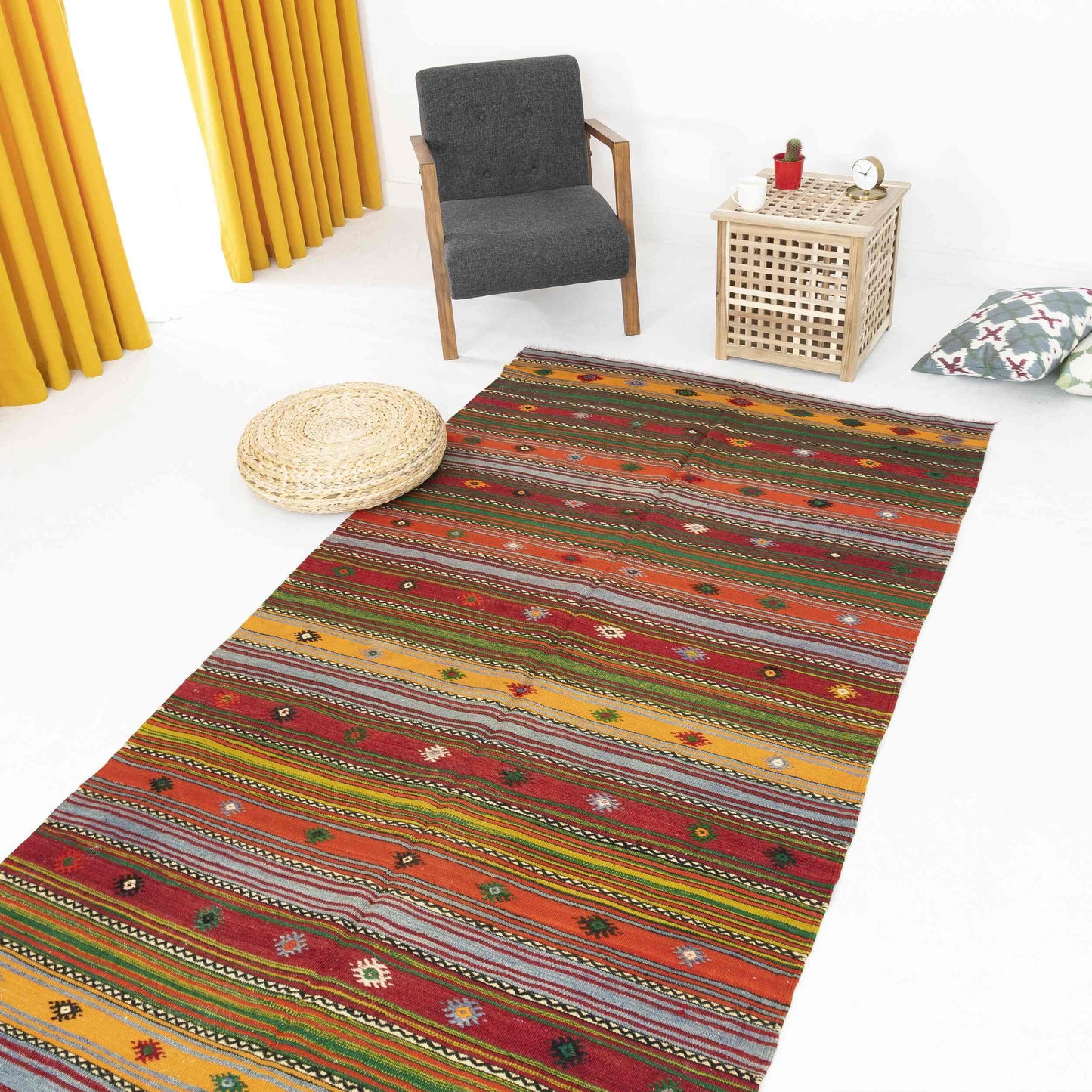 Oriental Kilim Anatolian Handmade Wool On Wool 150 x 284 Cm - 5' x 9' 4''  Multicolor C016 ER12