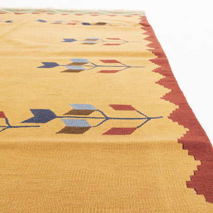 Oriental Kilim Anatolian Handmade Wool On Wool 152 X 203 Cm - 5' X 6' 8'' Yellow C006 ER12