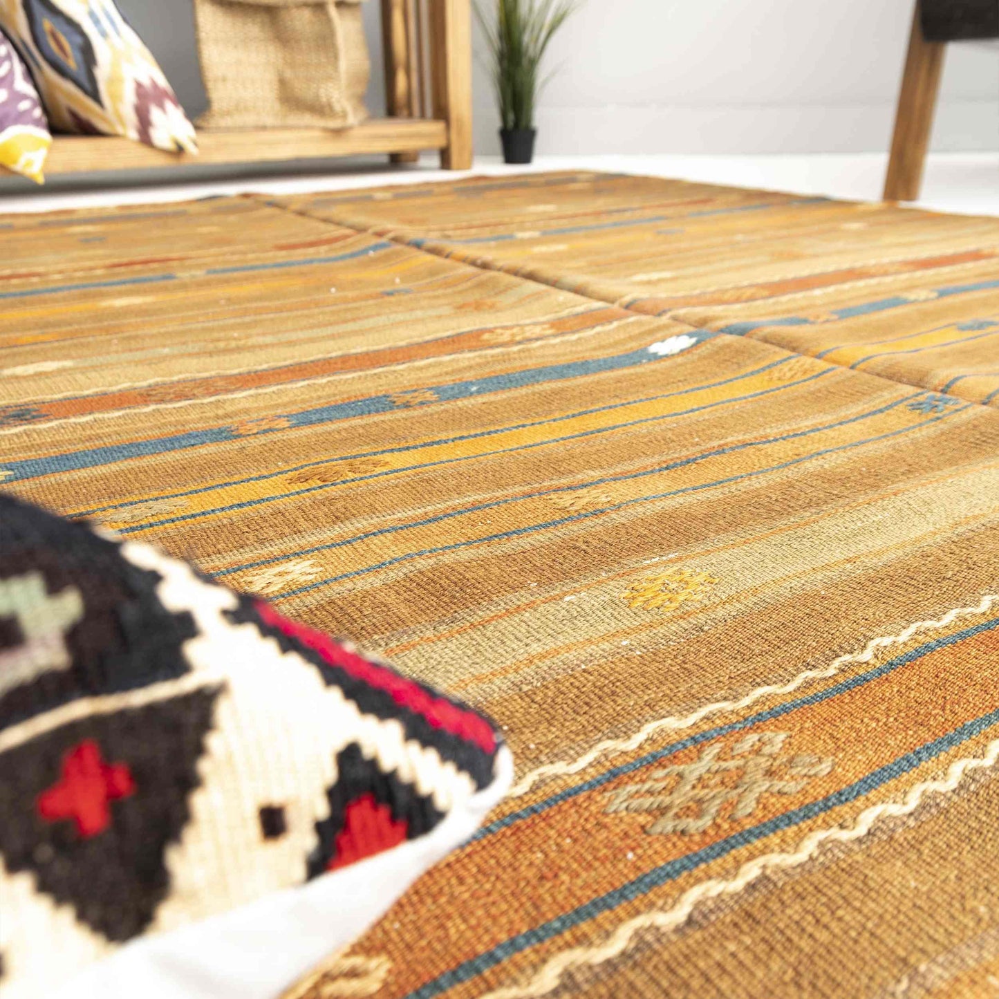 Oriental Kilim Anatolian Handmade Wool On Wool 156 x 252 Cm - 5' 2'' x 8' 4'' Brown C005 ER12