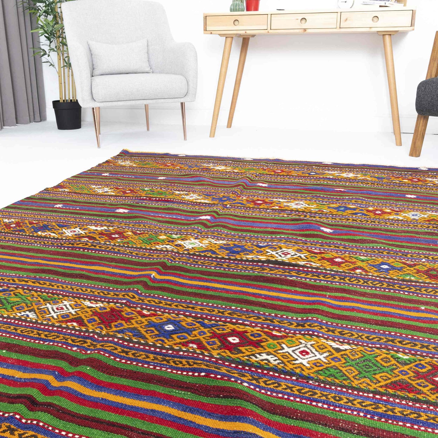 Oriental Kilim Anatolian Handmade Wool On Wool 163 x 250 Cm - 5' 5'' x 8' 3'' Multicolor C016 ER12