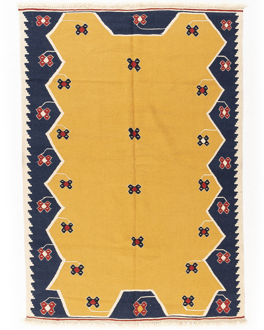 Oriental Kilim Anatolian Handmade Wool On Wool 167 X 240 Cm - 5' 6'' X 7' 11'' Yellow C006 ER12