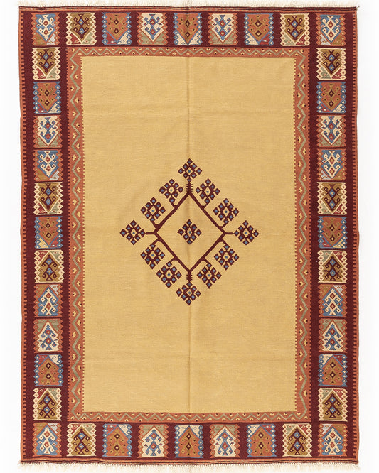 Oriental Kilim Anatolian Handmade Wool On Wool 173 X 237 Cm - 5' 9'' X 7' 10'' Yellow C006 ER12
