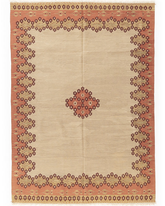 Oriental Kilim Anatolian Handmade Wool On Wool 174 X 236 Cm - 5' 9'' X 7' 9'' Sand C007 ER12