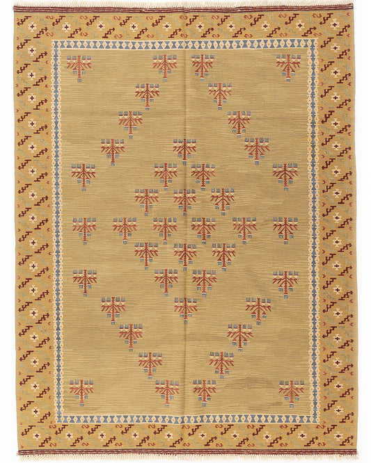 Oriental Kilim Anatolian Handmade Wool On Wool 180 X 238 Cm - 5' 11'' X 7' 10'' Stone C009 ER12