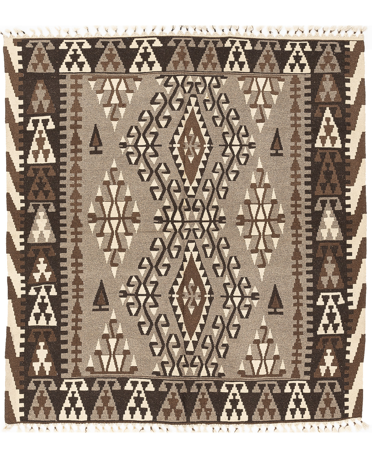Oriental Kilim Anatolian Handmade Wool On Wool 193 X 205 Cm - 6' 4'' X 6' 9'' Brown C005 ER12