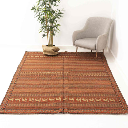 Handmade Rahrah Kilim Wool On Wool Oriental Unique 200 X 303 Cm - 6' 7'' X 10' Orange C011