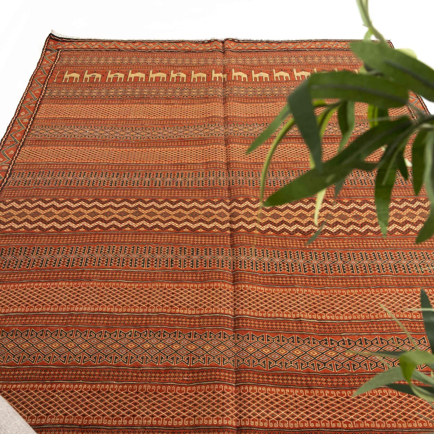 Handmade Rahrah Kilim Wool On Wool Oriental Unique 200 X 303 Cm - 6' 7'' X 10' Orange C011