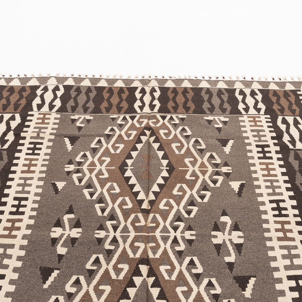 Oriental Kilim Anatolian Handmade Wool On Wool 292 X 297 Cm - 9' 7'' X 9' 9'' Brown C005 ER23