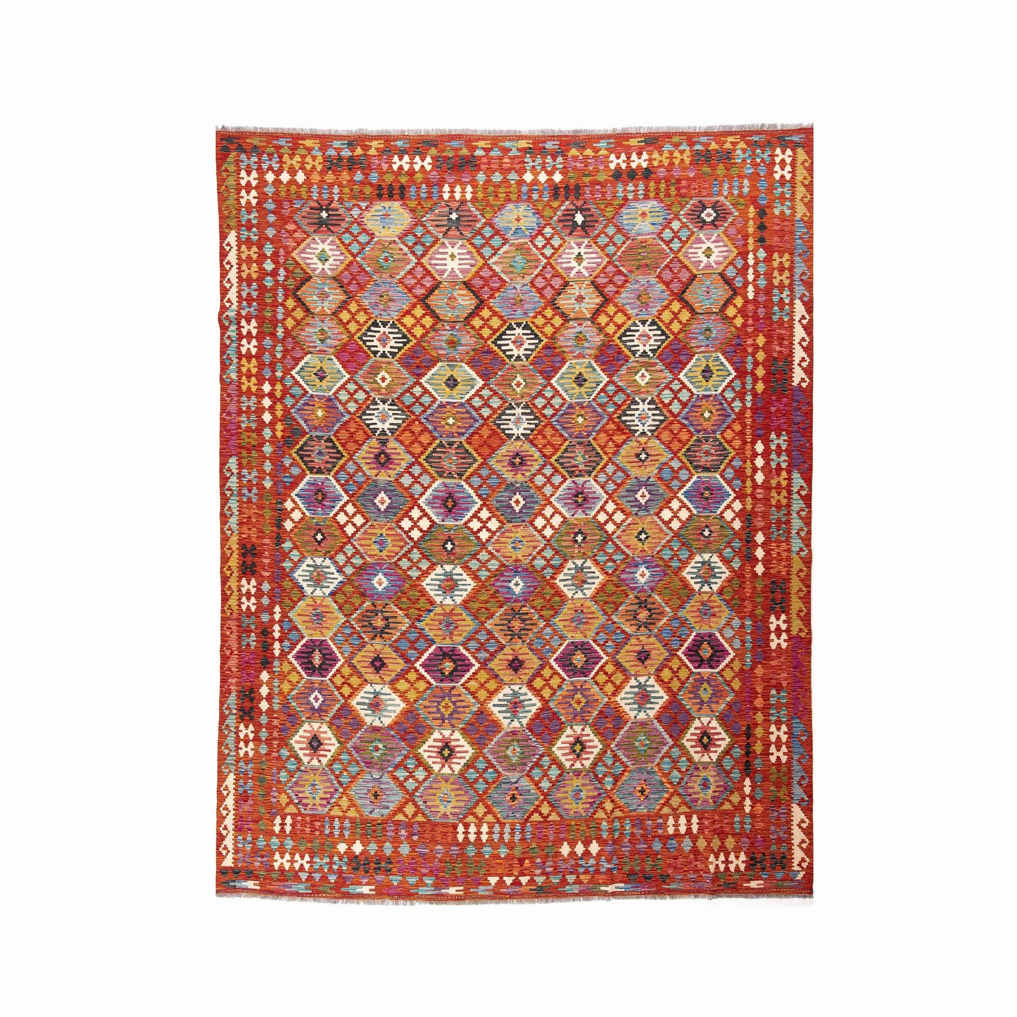 Oriental Kilim Anatolian Handmade Wool On Wool 309 X 392 Cm - 10' 2'' X 12' 10'' Orange C011