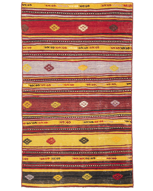 Kilim de Anatolia Tejido a mano Lana sobre lana Oriental Auténtico Único 70 X 130 Cm - 2' 4'' X 4' 4'' m2: 0,91