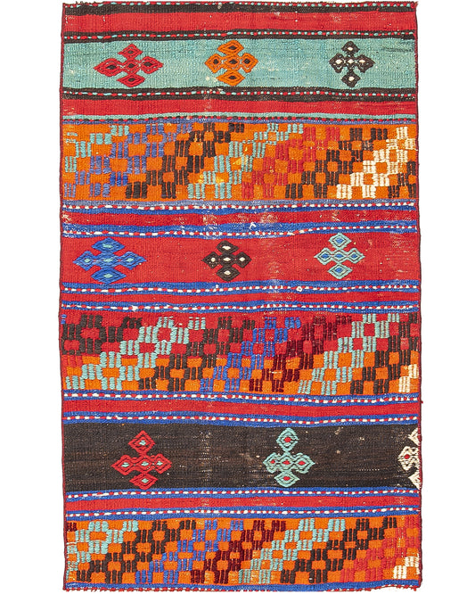 Oriental Kilim Anatolian Handmade Wool On Wool 76 X 133 Cm - 2' 6'' X 4' 5'' Multicolor C016 ER01