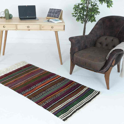 Oriental Kilim Anatolian Handmade Wool On Wool 77 X 139 Cm - 2' 7'' X 4' 7'' Multicolor C016 ER01