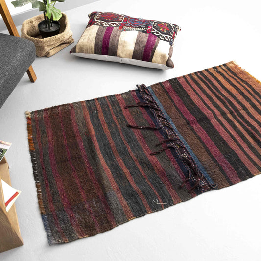 Oriental Kilim Anatolian Handmade Wool On Wool 80 X 170 Cm - 2' 8'' X 5' 7'' Brown C005 ER01