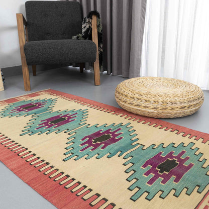 Oriental Kilim Anatolian Handmade Wool On Wool 84 X 161 Cm - 2' 10'' X 5' 4'' Turquosie C019 ER01