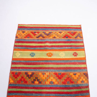 Oriental Kilim Anatolian Handmade Wool On Wool 85 X 106 Cm - 2' 10'' X 3' 6'' Red C014 ER01