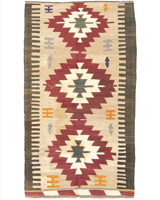 Oriental Kilim Anatolian Handmade Wool On Wool 85 X 155 Cm - 2' 10'' X 5' 2'' Stone C009 ER01