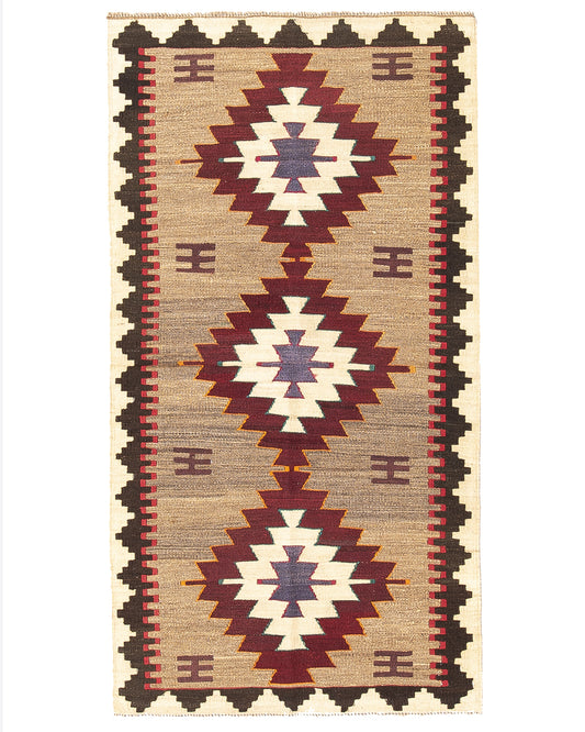 Oriental Kilim Anatolian Handmade Wool On Wool 87 X 166 Cm - 2' 11'' X 5' 6'' Stone C009 ER01
