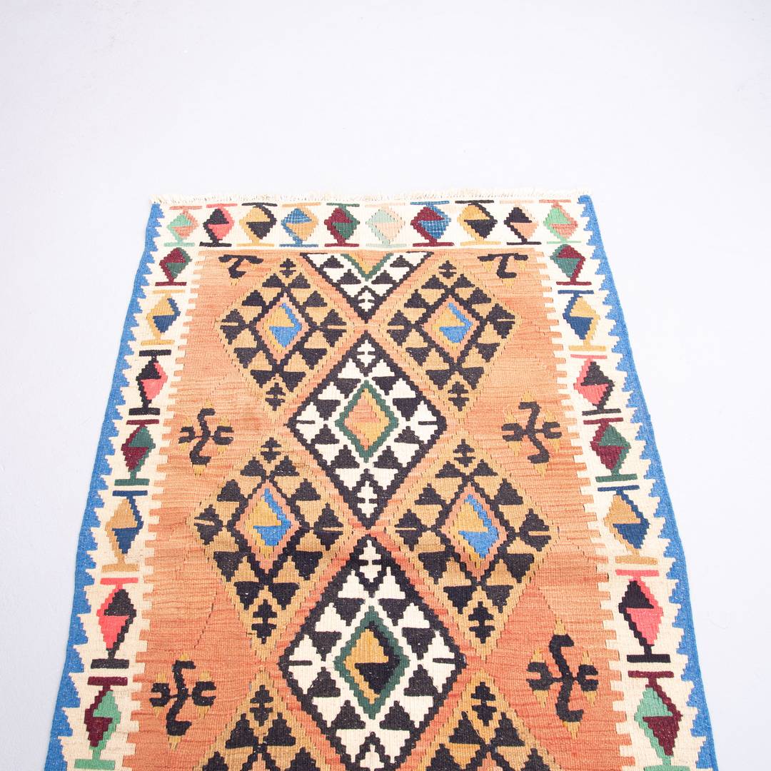 Oriental Kilim Anatolian Handmade Wool On Wool 87 X 168 Cm - 2' 11'' X 5' 7'' Orange C011 ER01