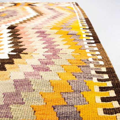 Oriental Kilim Anatolian Handmade Wool On Wool 88 X 110 Cm - 2' 11'' X 3' 8'' Yellow C006 ER01