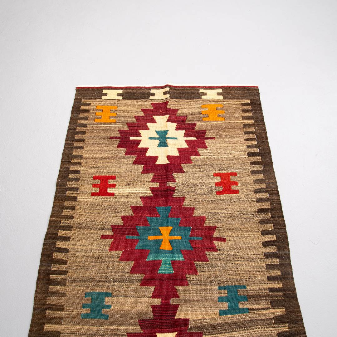 Oriental Kilim Anatolian Handmade Wool On Wool 88 X 150 Cm - 2' 11'' X 5' Brown C005 ER01