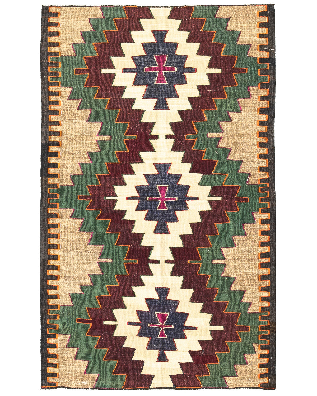 Oriental Kilim Anatolian Handmade Wool On Wool 89 X 148 Cm - 3' X 4' 11'' Green C015 ER01