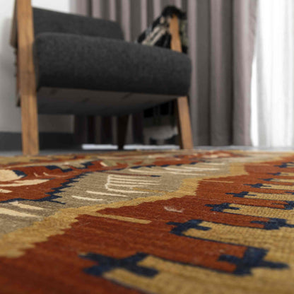 Oriental Kilim Anatolian Handmade Wool On Wool  90 x 125 Cm - 3' x 4' 2'' Brown C005 ER01