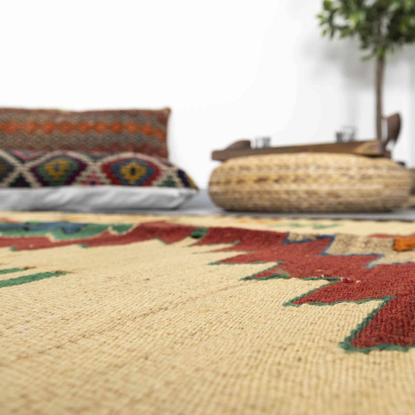 Oriental Kilim Anatolian Handmade Wool On Wool 90 x 145 Cm - 3' x 4' 10'' Sand C007 ER01