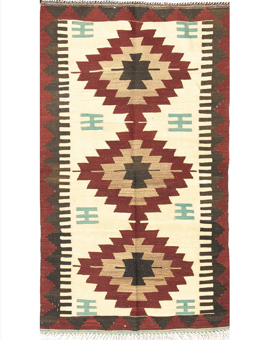 Oriental Kilim Anatolian Handmade Wool On Wool 93 X 163 Cm - 3' 1'' X 5' 5'' Sand C007 ER01