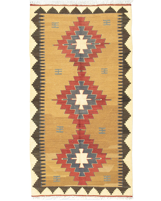 Oriental Kilim Anatolian Handmade Wool On Wool 93 X 171 Cm - 3' 1'' X 5' 8'' Stone C009 ER01